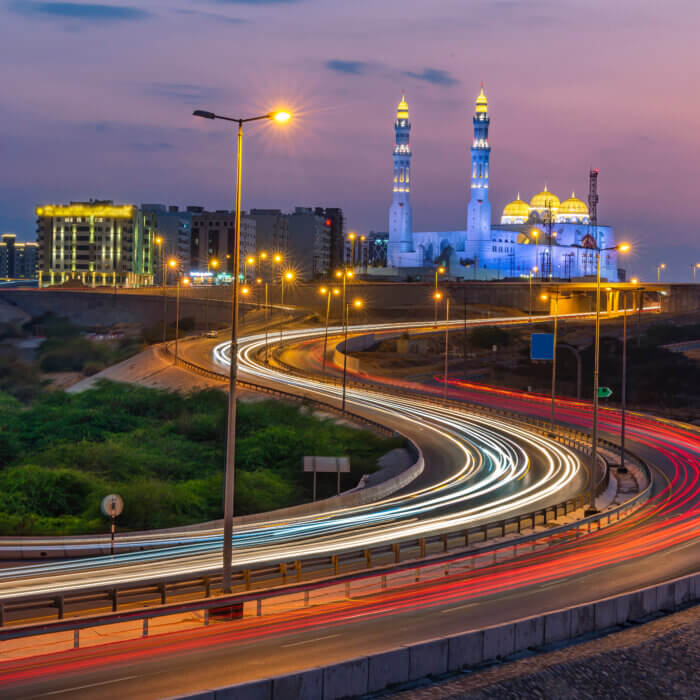 View of Al Ameen Mosque, Muscat, Sultanate of Oman.