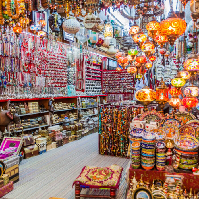 View of shop in Muttrah souq, Muscat, Oman