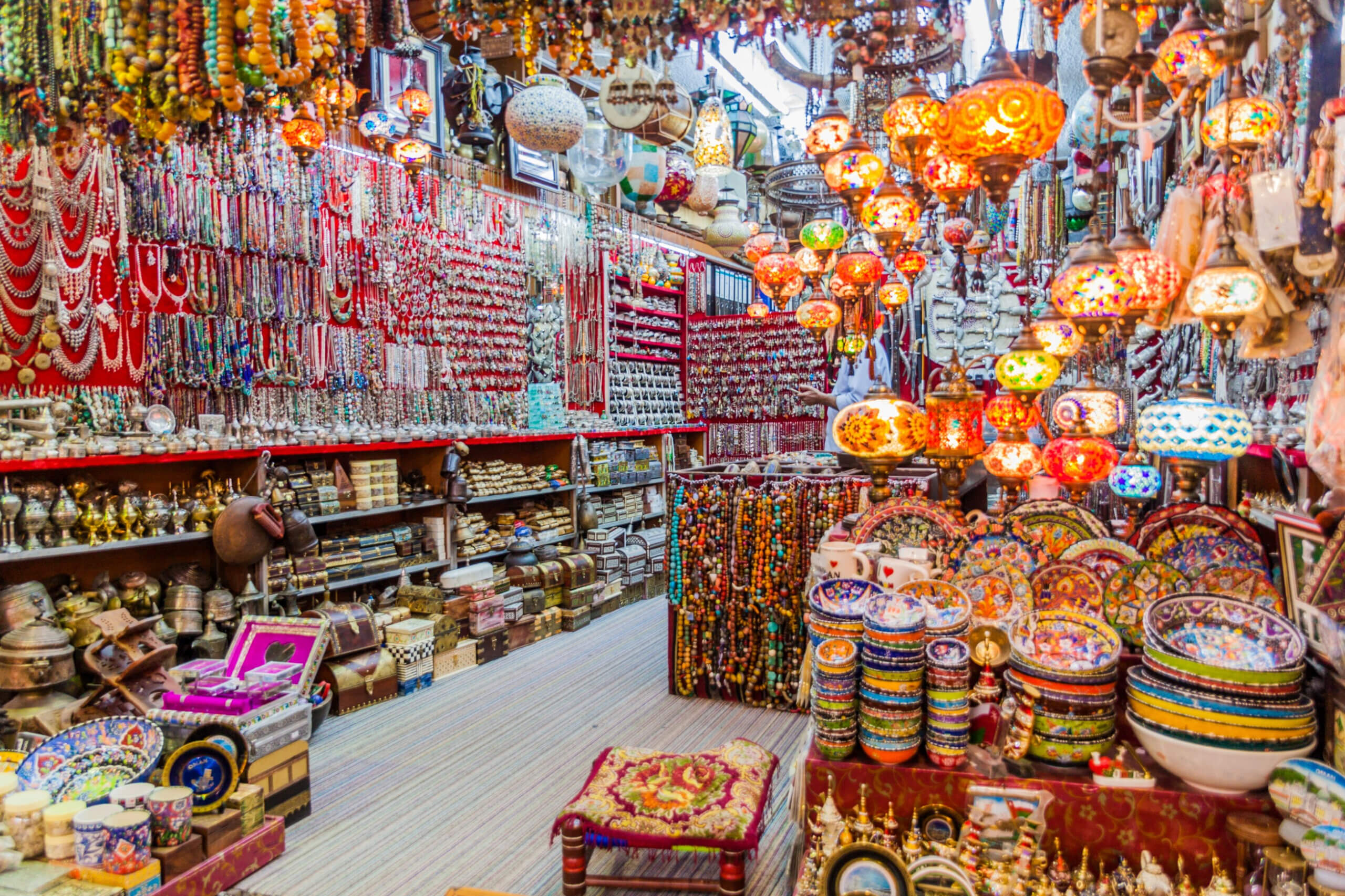 View of shop in Muttrah souq, Muscat, Oman