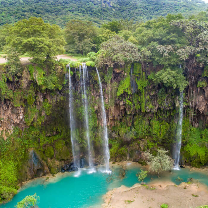 View of picturesque waterfall in Salalah, Oman