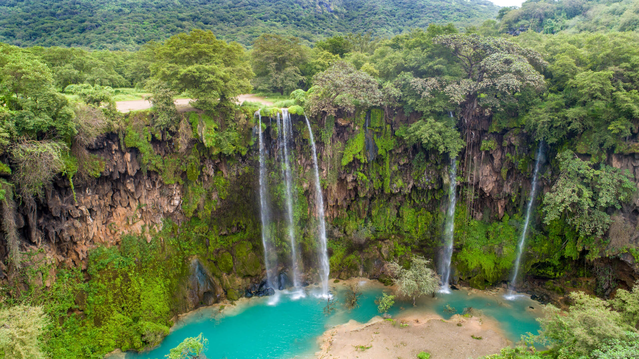 View of picturesque waterfall in Salalah, Oman
