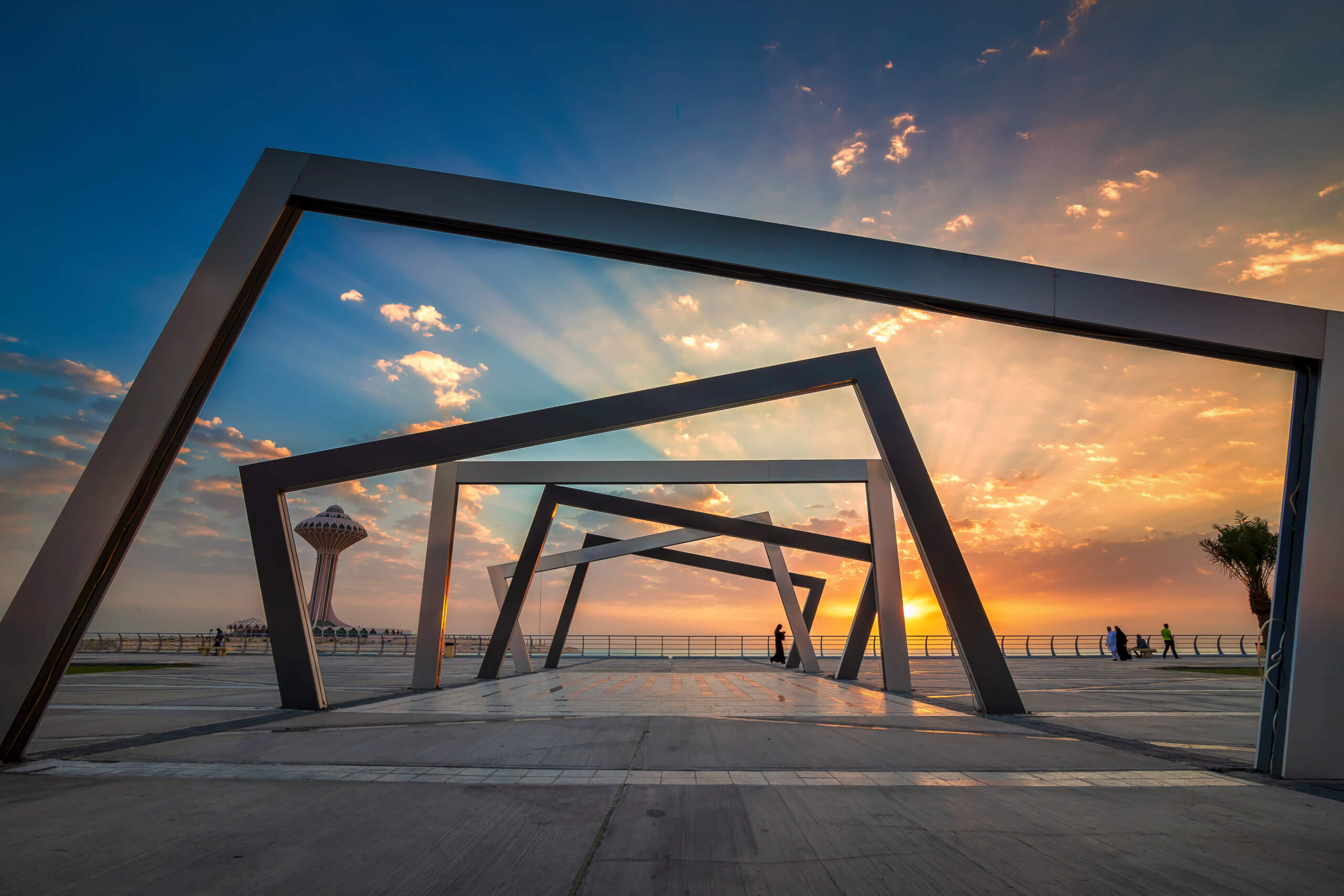 View of irregular shapes beside walkway in Riyadh, Saudi Arabia