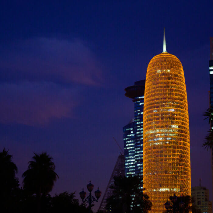 View of Doha Tower, Corniche in Qatar