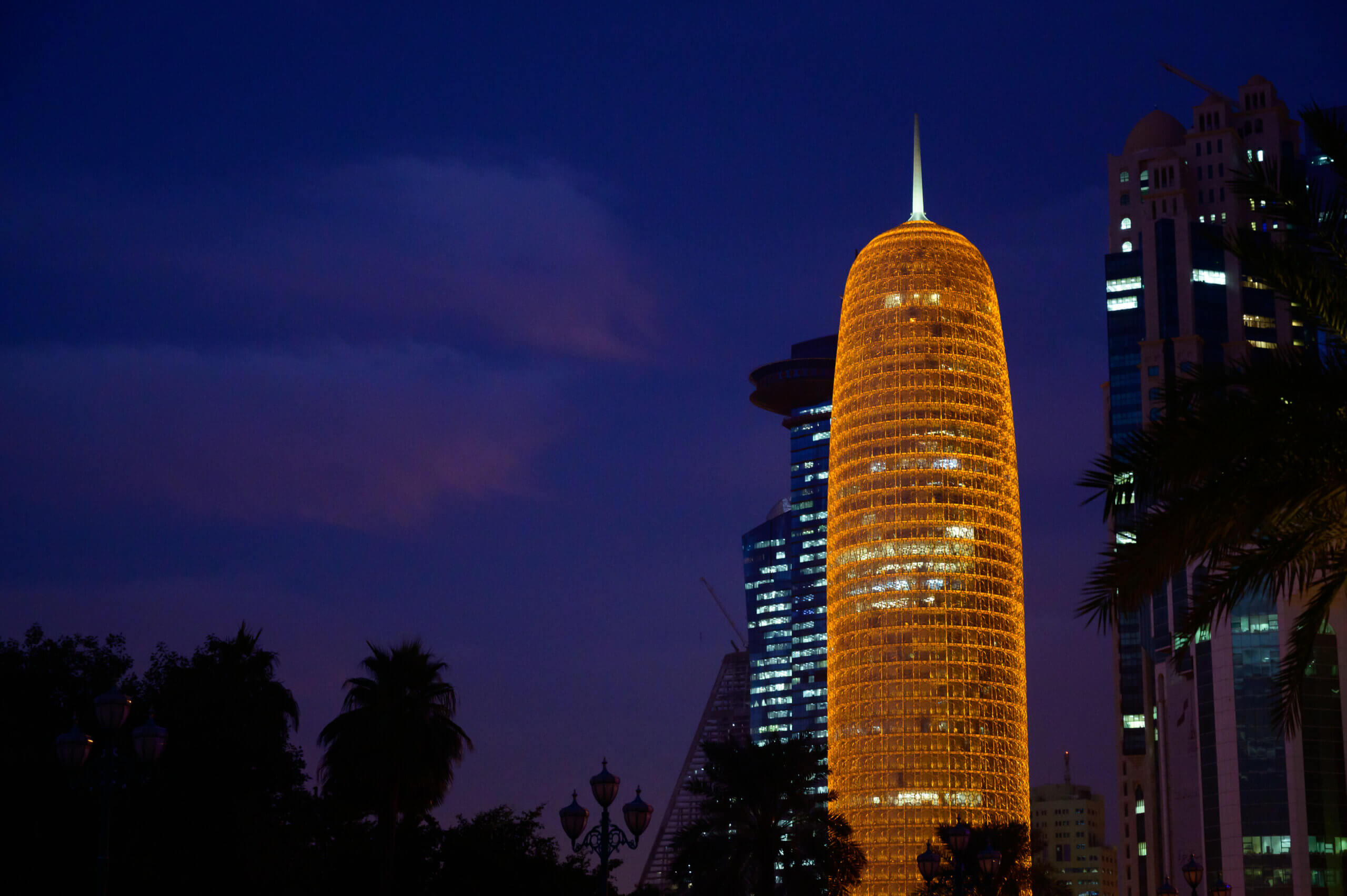 View of Doha Tower, Corniche in Qatar