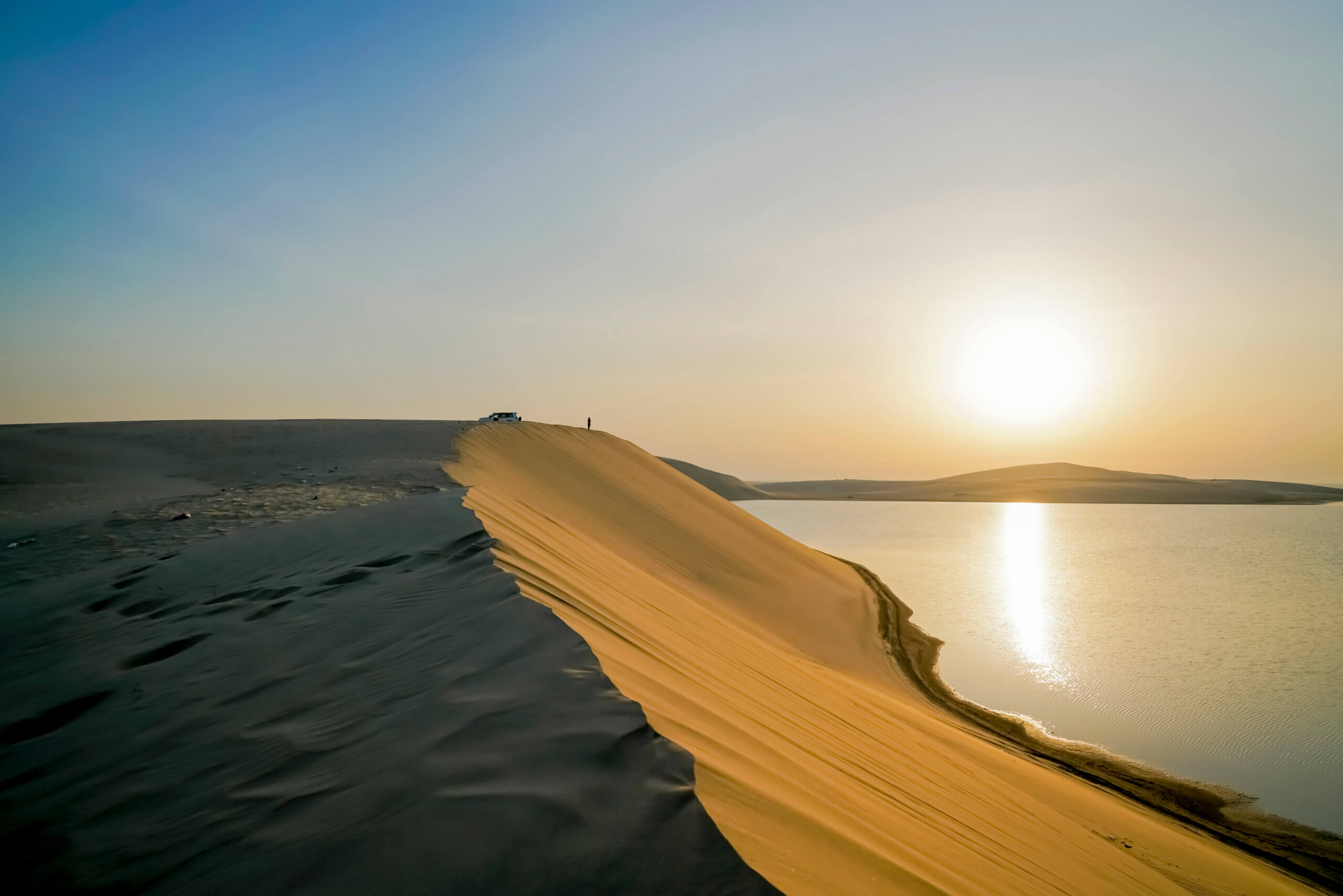 View of sunrise at Sealine desert, Doha, Qatar
