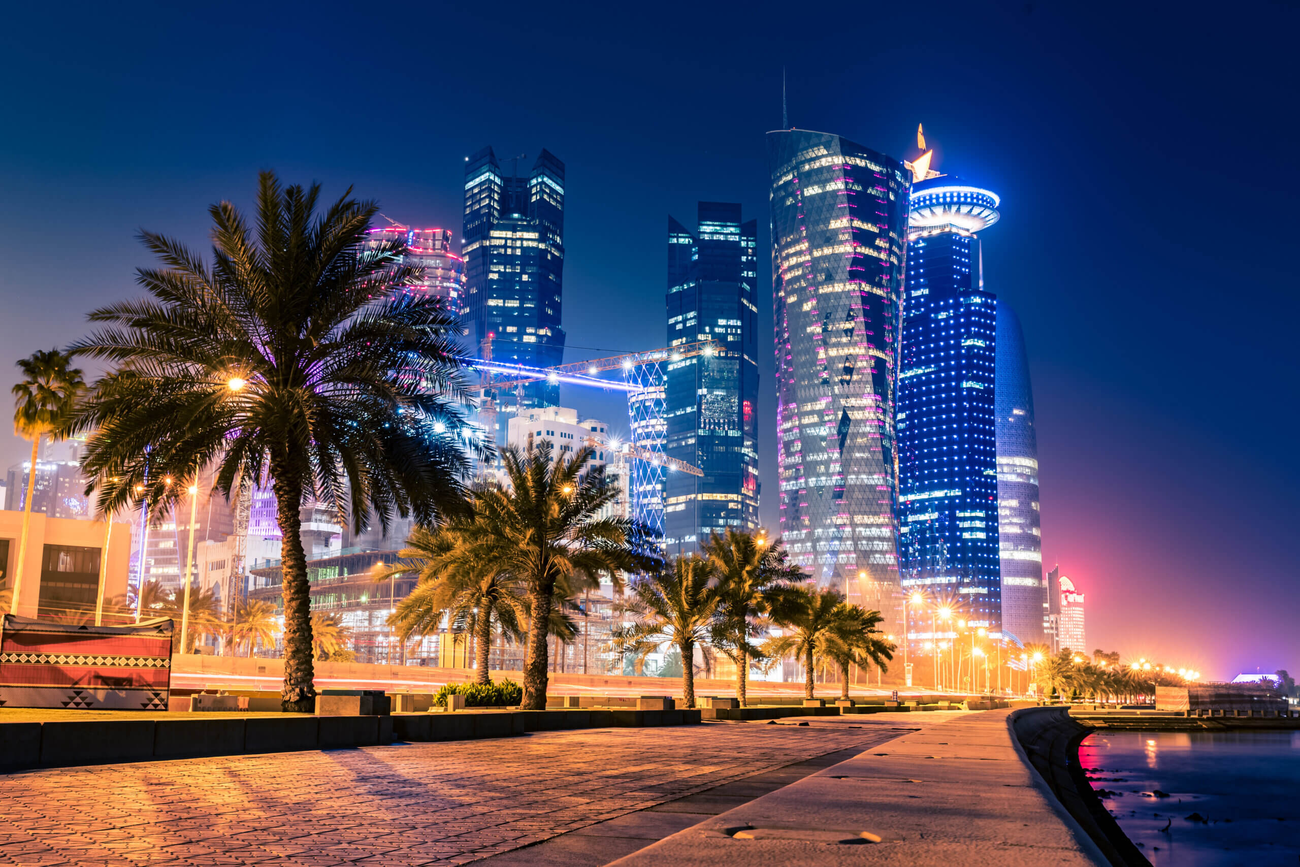 View of Doha skyline from the Corniche, Qatar