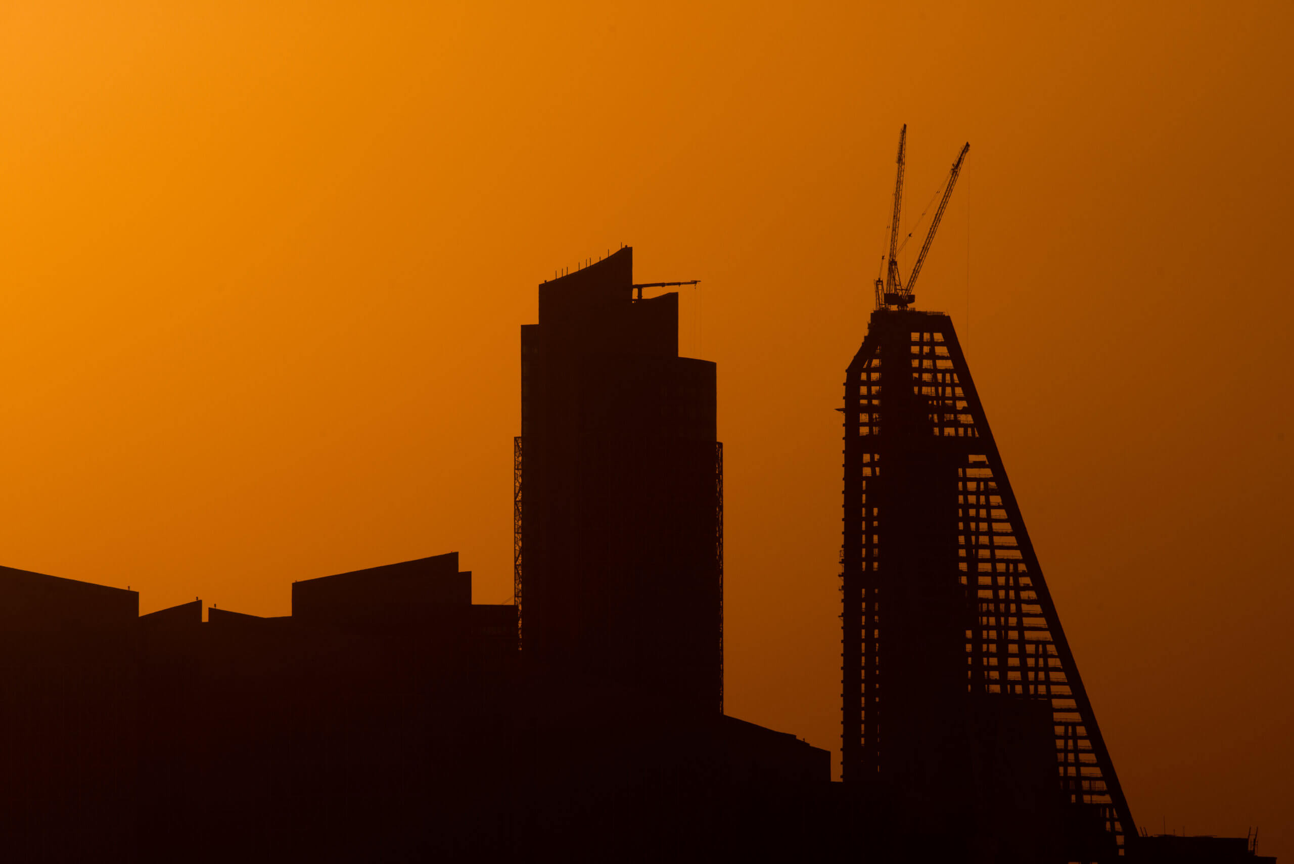 View of Doha skyline at sunset in Qatar