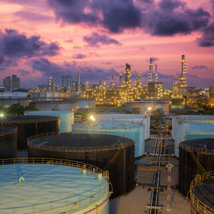 Image shows industrial factories in Saudi Arabia