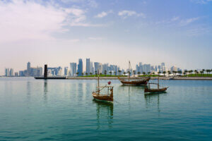 View of Downtown Doha across the Corniche, Qatar
