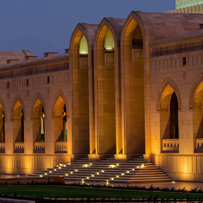 View of Sultan Qaboos Mosque in Muscat, Oman