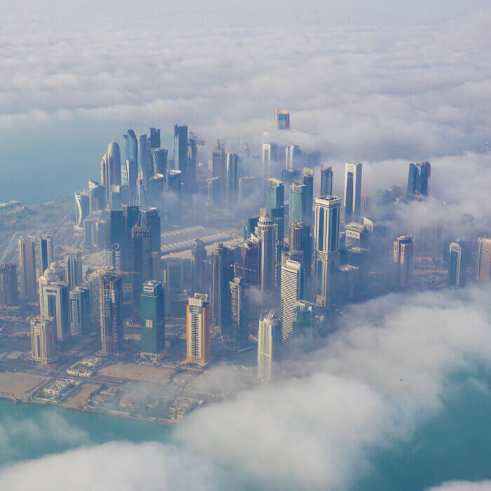 Aerial view of West Bay, Doha in Qatar