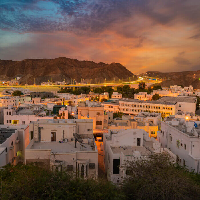 View of City in Oman at sunset