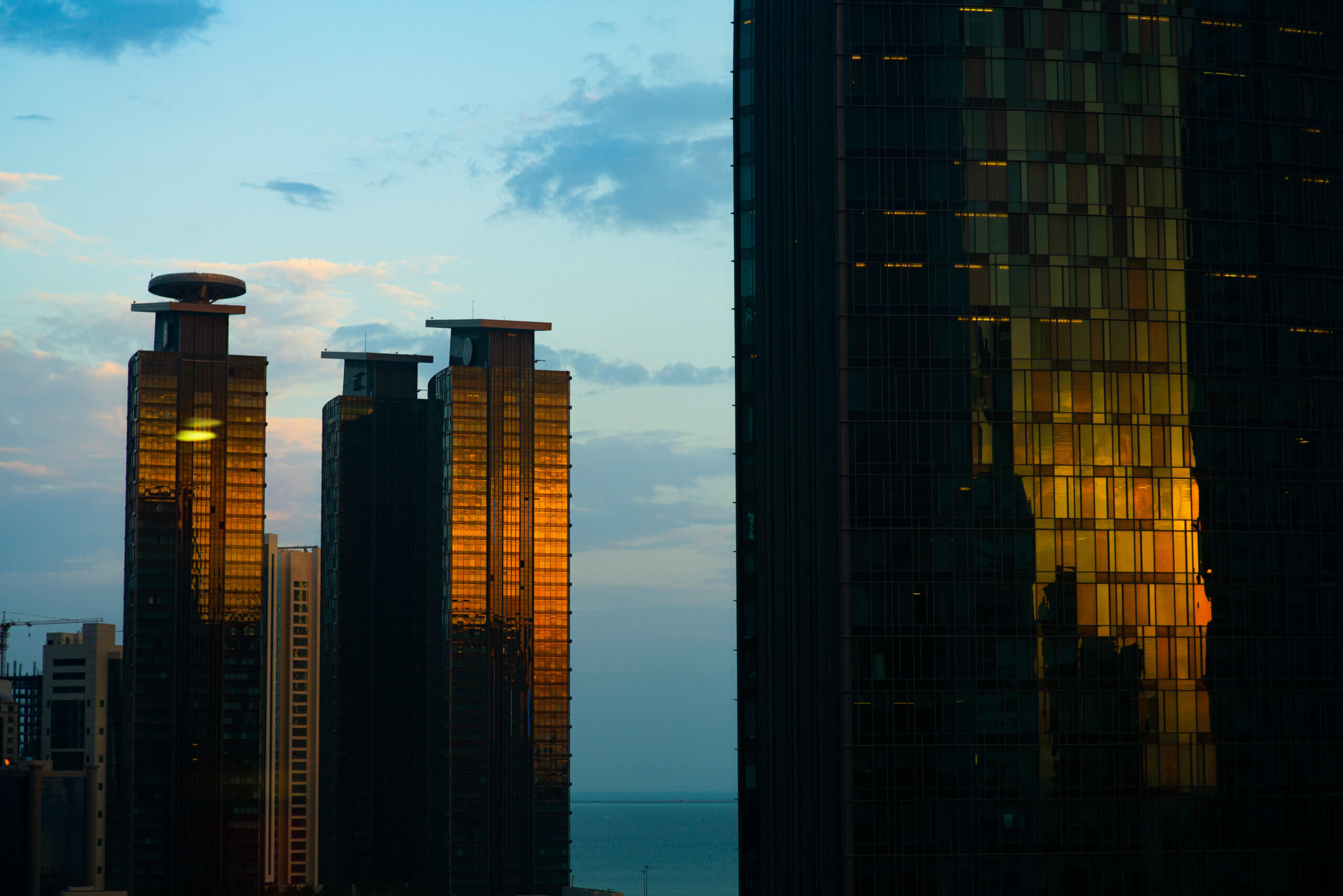 View of skyscrapers funded by foreign investment in Qatar