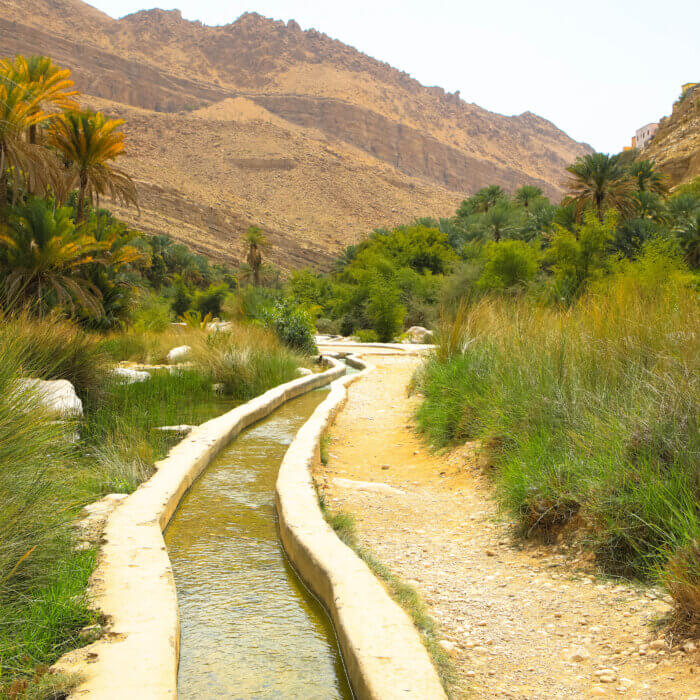 View of irrigation system in Salalah, Oman